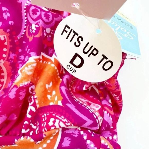 Swim Solutions Underwire V Neck Paisley Tankini Swim Top Pink Size 10 NWT - Picture 6 of 11